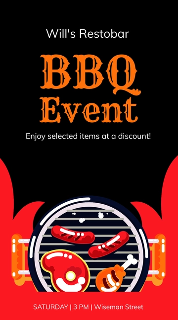 Free BBQ Event Whatsapp Post Template to Edit Online