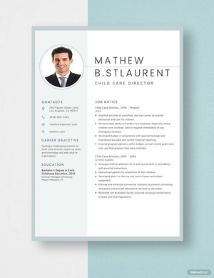 Child Care Director Resume
