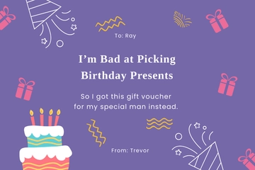 Free Birthday Gift Card For Him Template to Edit Online