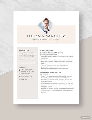 Clinical Research Trainee Resume