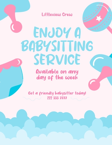 Free Babysitting Service Flyer Template to Edit Online