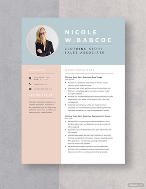 Clothing Store Sales Associate Resume