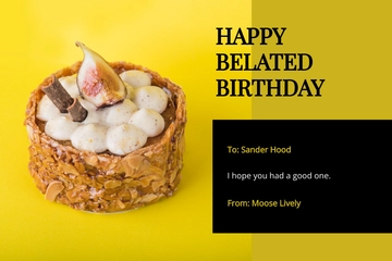 Free Modern Belated Birthday Card Template to Edit Online
