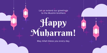 Free Elegant Happy Muharram Banner Template to Edit Online