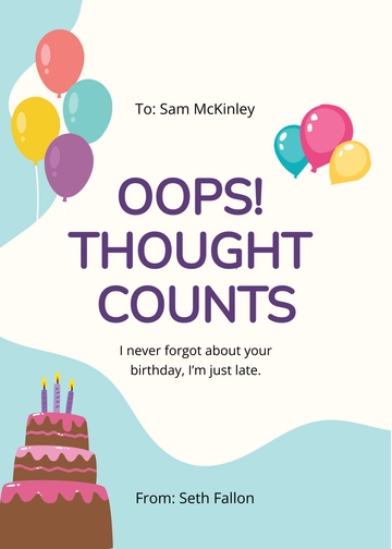 Free Funny Belated Birthday Card Template to Edit Online