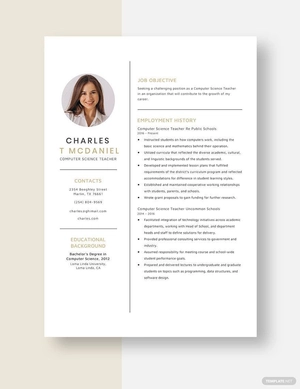 Computer Science Teacher Resume