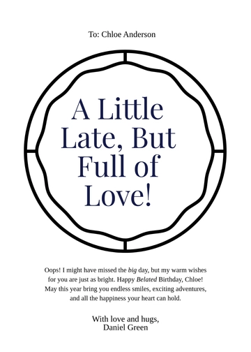 Free Virtual Belated Birthday Card Template to Edit Online