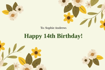 Free Floral Birthday Card For Kid Template to Edit Online