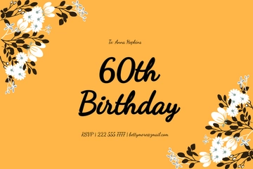 Free 60th Birthday Party Card Template to Edit Online