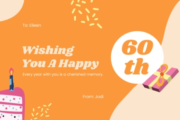 Free 60th Birthday Card Template to Edit Online