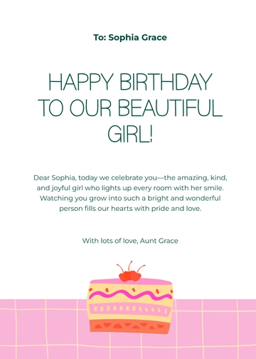Free Personalized Birthday Card For Girl Template to Edit Online