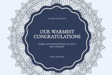 Free Happy Bar Mitzvah Card Template to Edit Online