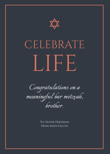 Free Elegant Bar Mitzvah Card Template to Edit Online