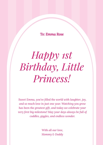 Free First Birthday Card For Girl Template to Edit Online