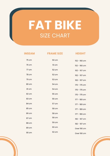 Free Fat Bike Size Chart Template to Edit Online