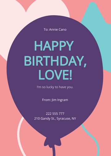 Free Birthday Card For Girlfriend Template to Edit Online