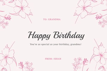 Free Printable Birthday Card For Grandma Template to Edit Online