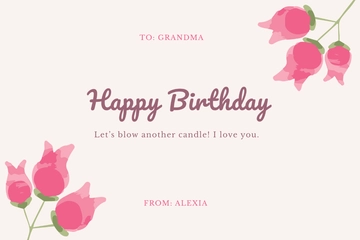 Free Simple Birthday Card For Grandma Template to Edit Online