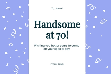 Free 70th Birthday Card for Him Template to Edit Online