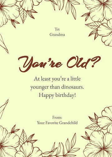 Free Funny Birthday Card For Grandma Template to Edit Online