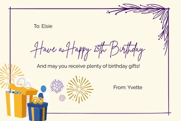 Free Personalized 25th Birthday Card Template to Edit Online