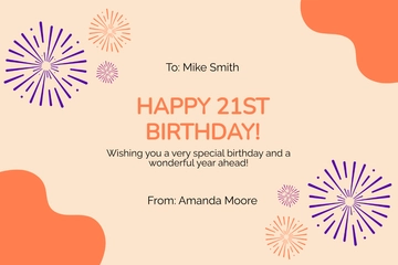 Free Happy 21st Birthday Card Template to Edit Online