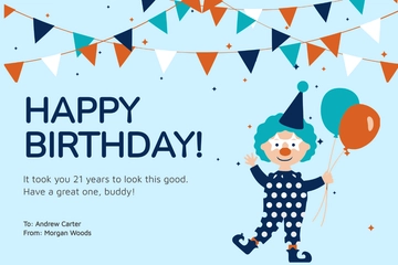 Free Funny 21st Birthday Card Template to Edit Online
