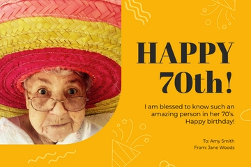 Free 70th Birthday Card Template to Edit Online