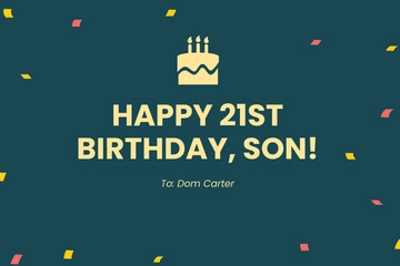Free Son 21st Birthday Card Template to Edit Online
