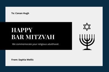 Free Sample Bar Mitzvah Card Template to Edit Online