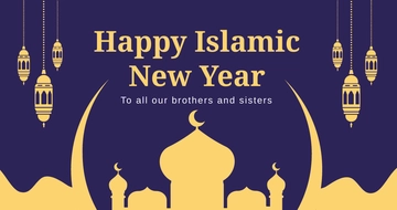 Free Islamic New Year Facebook Post Template to Edit Online