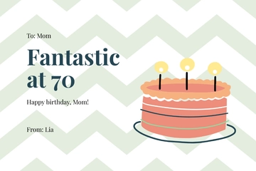 Free 70th Birthday Card for Mom Template to Edit Online