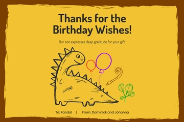 Free Kids Birthday Thank You Card Template to Edit Online