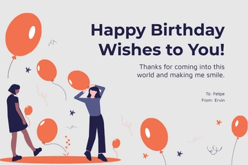 Free Sample Birthday Thank You Card Template to Edit Online