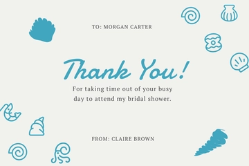 Free Beach Themed Bridal Shower Thank You Card Template to Edit Online