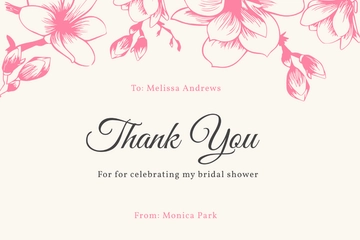 Free Sample Bridal Shower Thank You Card Template to Edit Online