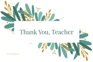 Free School Teacher Thank You Card Template to Edit Online
