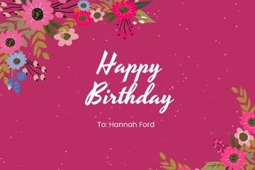 Free Floral Birthday Card For Sister Template to Edit Online