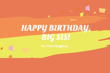 Free Birthday Card For Elder Sister Template to Edit Online
