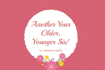 Free Birthday Card For Younger Sister Template to Edit Online