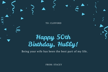 Free Husband 50th Birthday Card Template to Edit Online