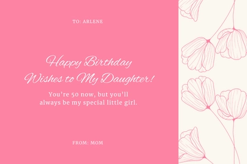 Free Daughter 50th Birthday Card Template to Edit Online
