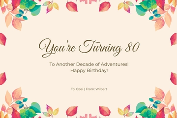 Free Funny 80th Birthday Card Template to Edit Online