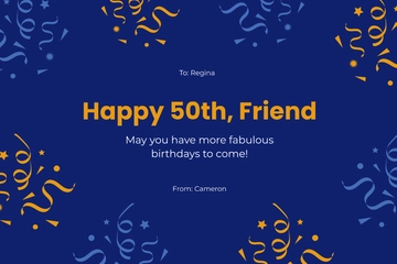 Free 50th Birthday Card Template to Edit Online