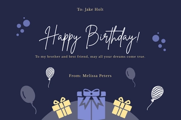 Free Happy Birthday Card For Brother Template to Edit Online