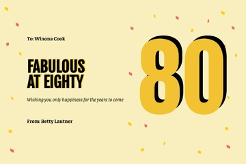 Free 80th Birthday Card for Her Template to Edit Online