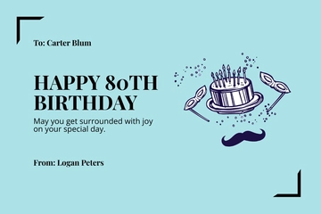 Free 80th Birthday Card for Him  Template to Edit Online