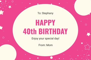Free 40th Birthday Card For Daughter Template to Edit Online