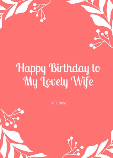 Free Unique Birthday Card For Wife Template to Edit Online