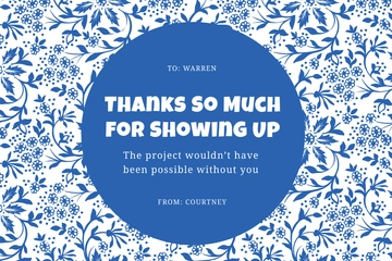 Free Sample Thank You For Coming Card Template to Edit Online